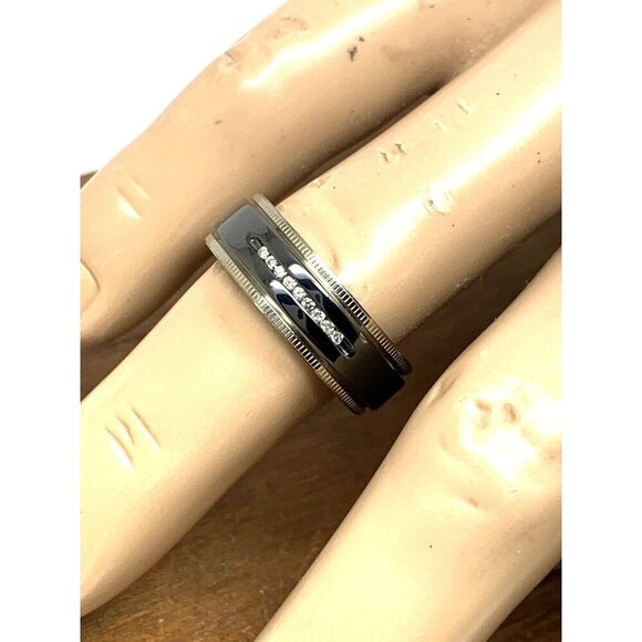 Men's Wedding Band Diamond 0.05ctw Titanium 7.5mm Wide Size 10 - Picture 14 of 14